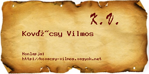 Kovácsy Vilmos névjegykártya