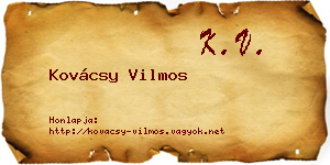 Kovácsy Vilmos névjegykártya